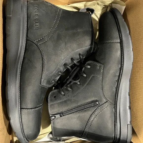 Cole Haan Grand Atlantic Black Men's Lace-Up Boots - Picture 3 of 5